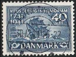 FRIMÆRKER DANMARK | 1941 - AFA 272 - Vitus Bering 40 øre blå - Lux Stemplet Øster-Tørslev